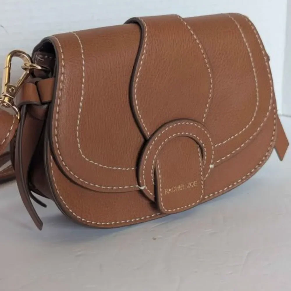 Small Rachel Zoe Tan Leather Convertible Crossbody Bag Purse 7x5